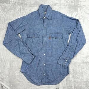 Vintage 80s Levis’s Chambray Long Sleeves Shirt Sz XSP Orange Tab Canada Made